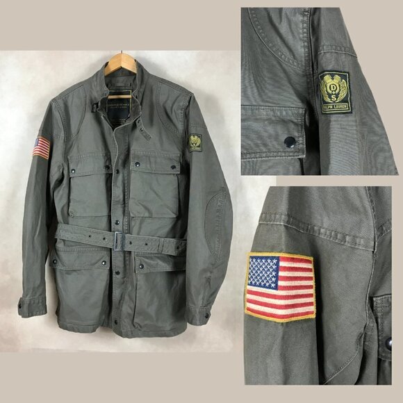 Rare DENIM & SUPPLY Ralph Lauren Field Motorcycle Jacket Khaki Green NEW XL - Picture 2 of 15